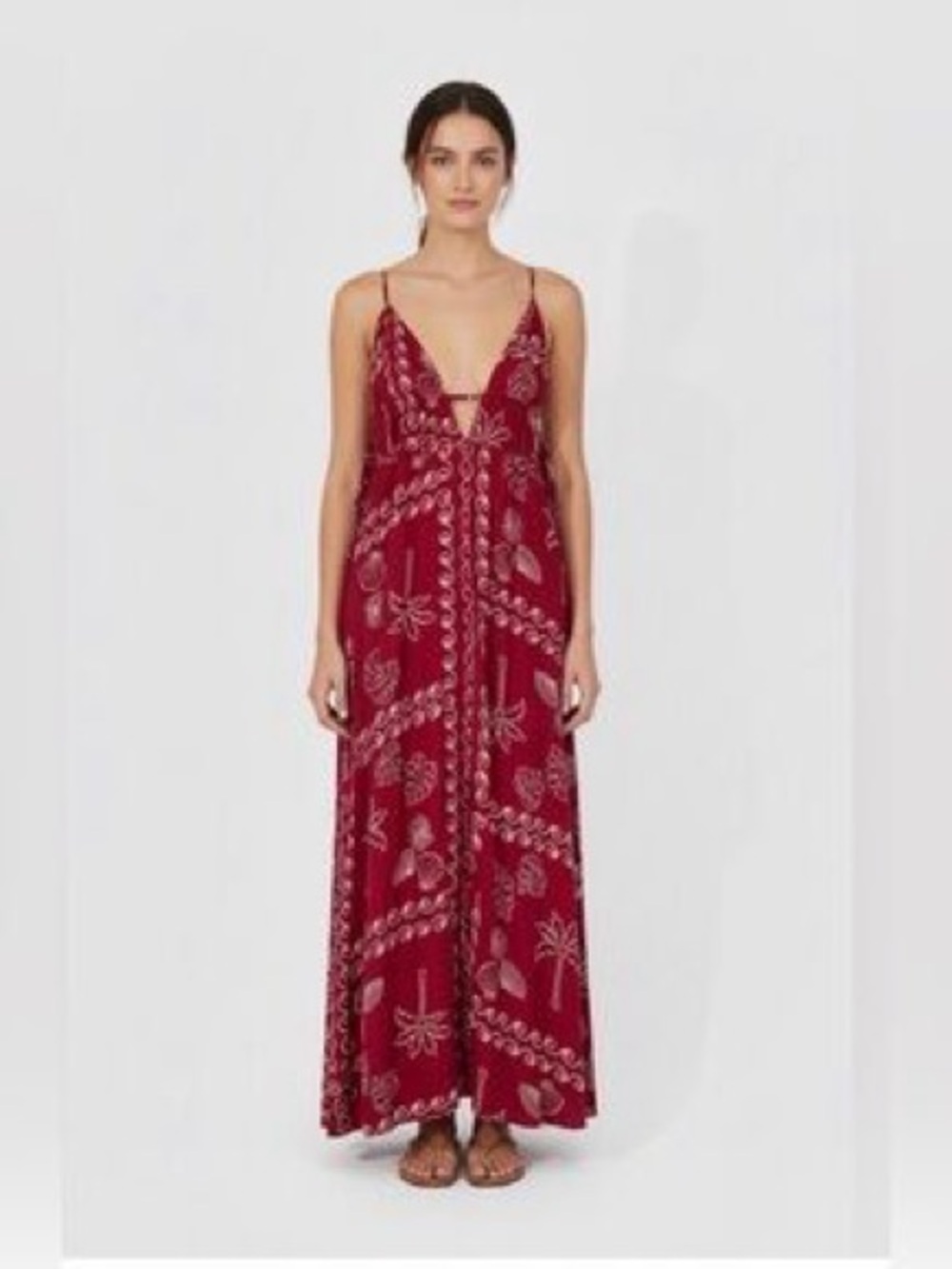 Label of Love Tropical Shell Palm Print Maxi Dress Size Small